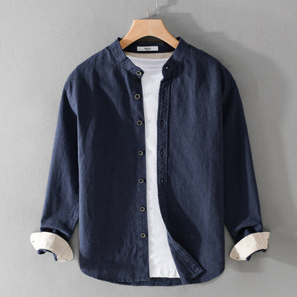 Herren Langarmshirt aus Baumwoll-Leinen Ideal für Frühling und Herbst