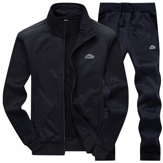 Herren Zweiteiliger Herbstmantel mit Besticktem Stehkragen und Langen Ärmeln Ideal für Frühling und Herbst