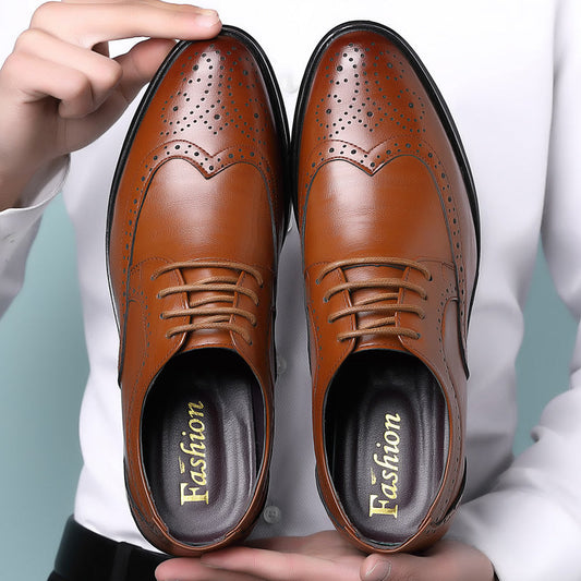 Gravierte Rindleder Low-Top Lederschuhe mit Gummisohle | Ideal für Frühling und Herbst