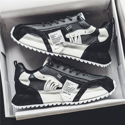 Mikrofaser Schnür-Sneaker mit Dicker PVC-Sohle und Niedrigem Schnitt | Ideal für Frühling und Herbst
