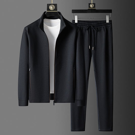 Sportlicher Unifarbener Reißverschlussjacke-und-Hosen-Anzug Ideal für Frühling und Herbst