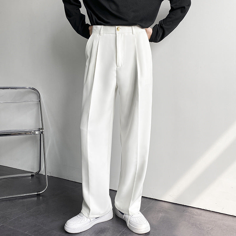 Herrenhose mit weitem Bein und geradem Schnitt, ideal für Frühling und Herbst