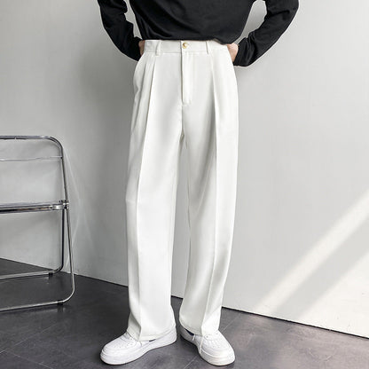Herrenhose mit weitem Bein und geradem Schnitt, ideal für Frühling und Herbst