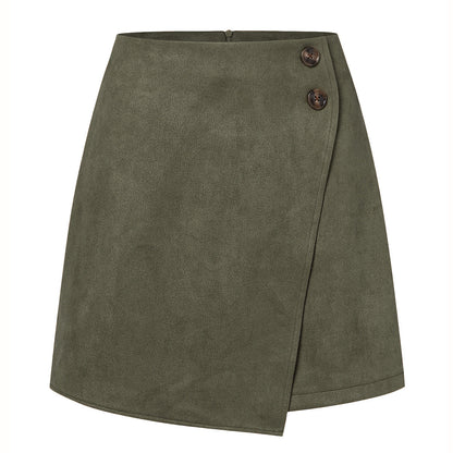 Chice Suede High-Waist Asymmetrische Kurzrock | Ideal für Herbst und Winter