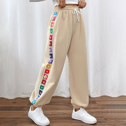 Frauen Hoch Taillierte Gestreifte Sweatpants mit Naht | Ideal für Alle Jahreszeiten