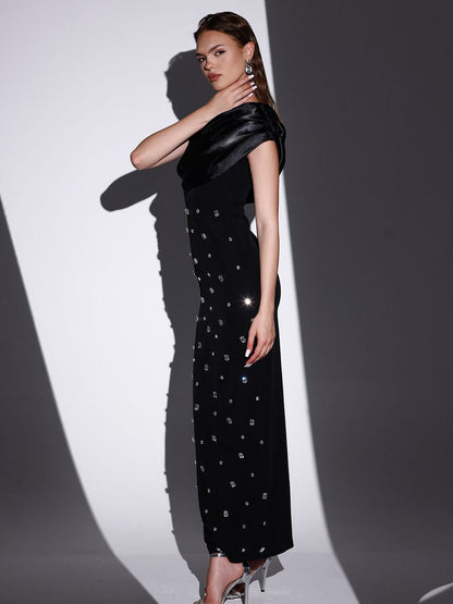 Schulterfreies Langarm Abendkleid Ideal für Herbst und Winter