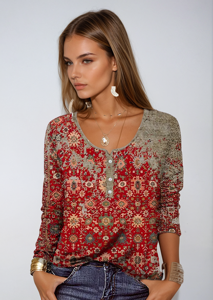 Pullover mit Aztekenmuster und Rundhalsausschnitt | Ideal für Herbst und Winter