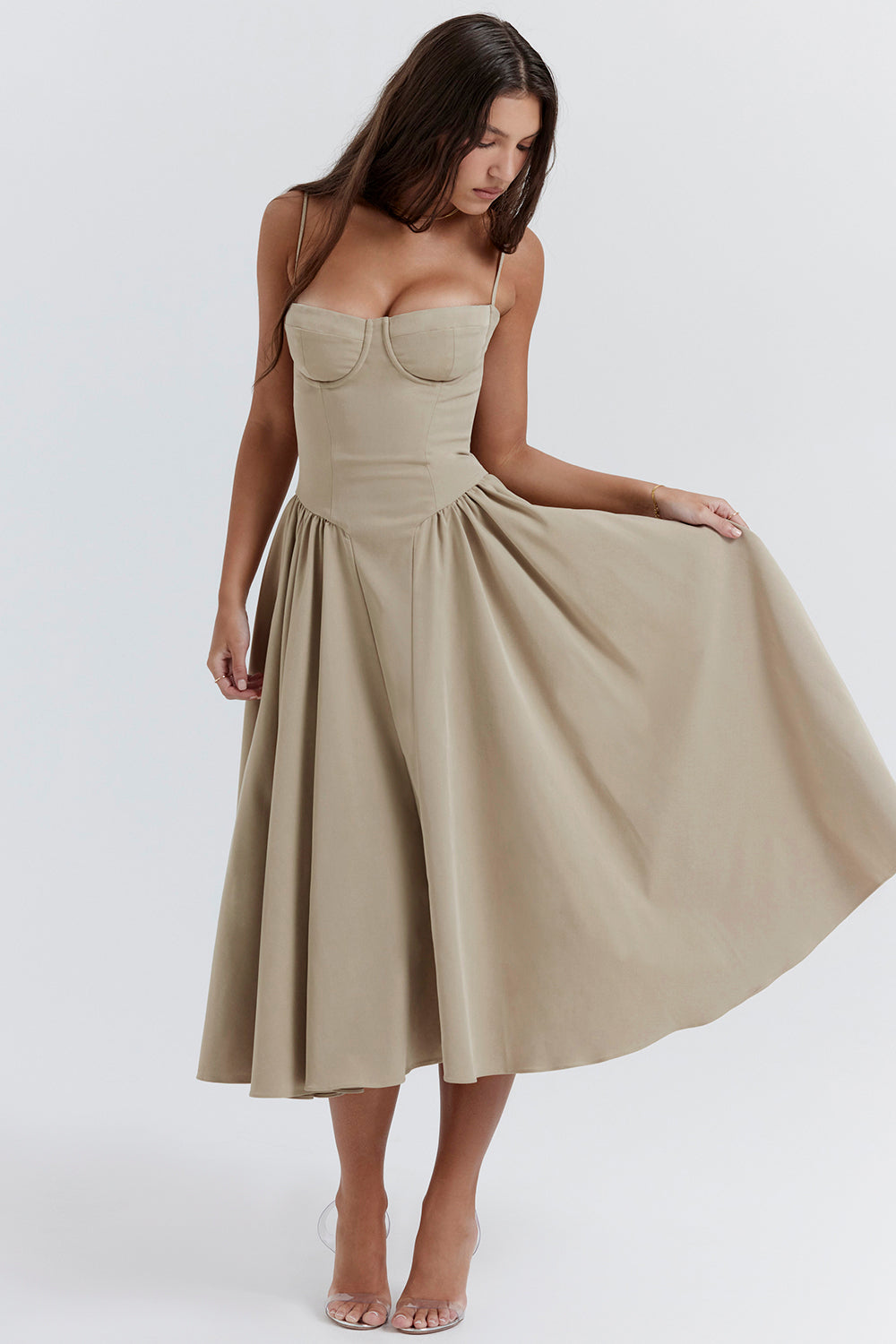 Schulterfreies Korsettkleid mit Figurbetontem Oberteil