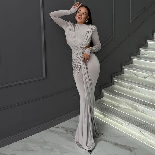Damen Langarm Figurbetontes Kleid mit Cut-Out Details | Ideal für Frühling und Herbst