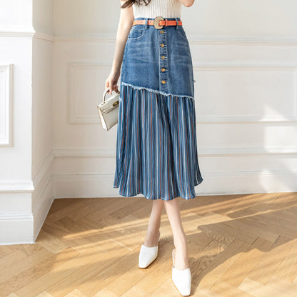 Plus Size Hochtaillierter A-Linien Jeansrock mit Knöpfen | Ideal für Alle Jahreszeiten