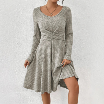 Gestreiftes Langarm Kleid Top mit Regulären Ärmeln | Ideal für Frühling und Herbst