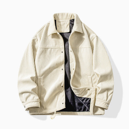 Locker Geschnittene Cordjacke in Uni-Farbe mit Langen Ärmeln | Ideal für Herbst und Frühling