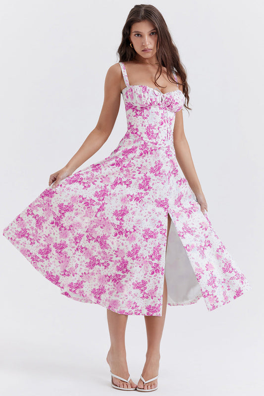 Blumengemustertes Damenkleid mit Riemen I Ideal für Frühling und Sommer