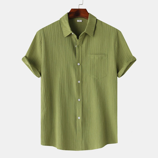 Herren Einfarbiges Polo-Kragen Kurzarm-Shirt Ideal für den Sommer
