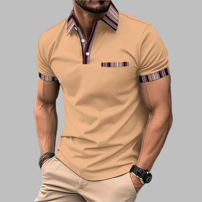 T-Shirt mit Bedrucktem Kragen und Knopfverschluss Kurzarm | Ideal für den Sommer