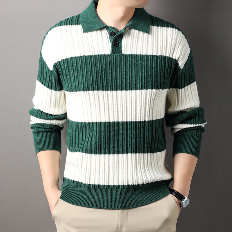 Herren Locker Gestreifter Pullover mit Langen Ärmeln, ideal für Herbst und Winter