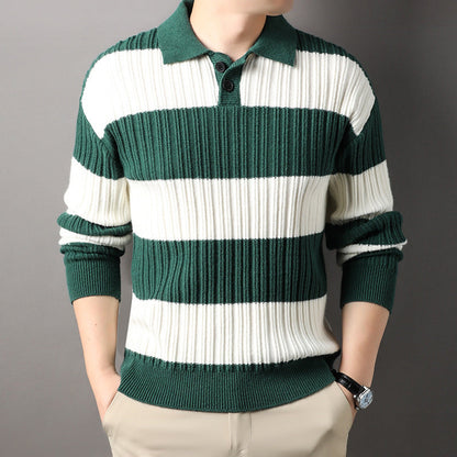 Herren Locker Gestreifter Pullover mit Langen Ärmeln, ideal für Herbst und Winter