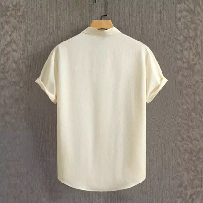 Herren Uni-Farbenes Stehkragen Kurzarm-Shirt Ideal für den Sommer