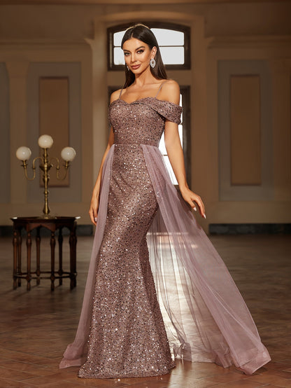 Langes Abendkleid mit Taillierter Passform und Fließendem Rock