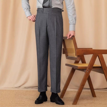 Herren Gerade Slim Fit Anzughosen mit Schnalle Ideal für Frühling und Herbst