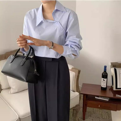 Damen Lockeres Langarm-Shirt aus Baumwolle mit Knopfleiste | Ideal für Alle Jahreszeiten