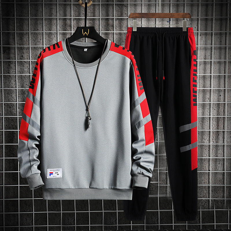 Colorblock Crew Neck Pullover & Lange Sportanzug Ideal für Frühling & Herbst
