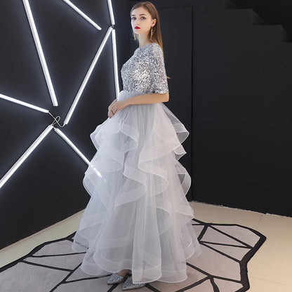 Paillettenbesetztes Langes Abendkleid mit Fließendem Rock | Ideal für Herbst und Winter
