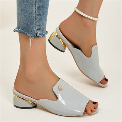 Chunky Heel Sandalen aus Lackleder mit Offener Spitze | Ideal für den Sommer