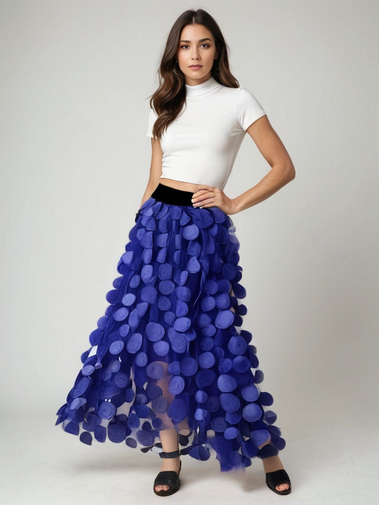 Tüllrock mit Polka-Dot-Muster und elastischem Bund | Ideal für Frühling und Herbst