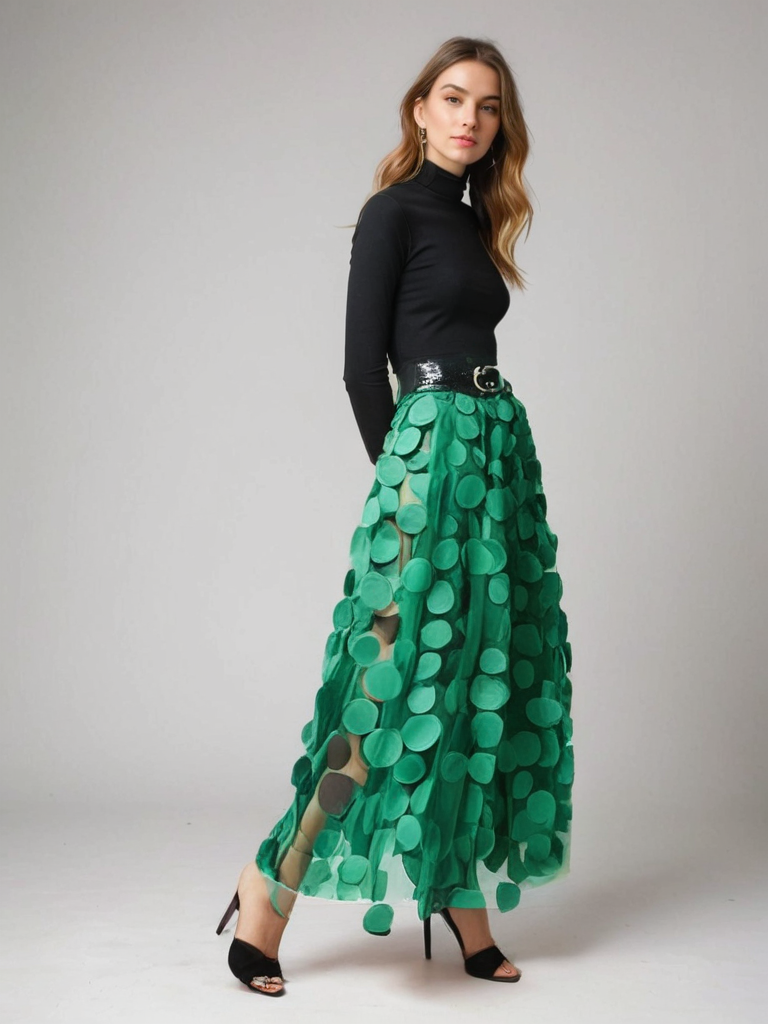 Tüllrock mit Polka-Dot-Muster und elastischem Bund | Ideal für Frühling und Herbst