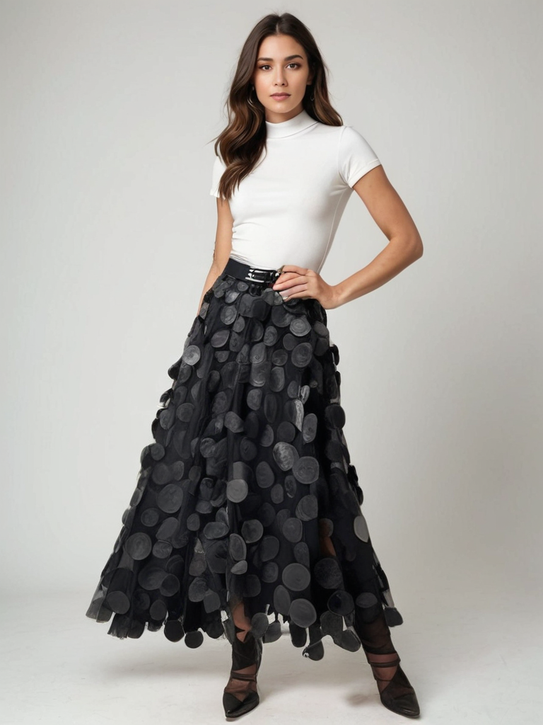 Tüllrock mit Polka-Dot-Muster und elastischem Bund | Ideal für Frühling und Herbst