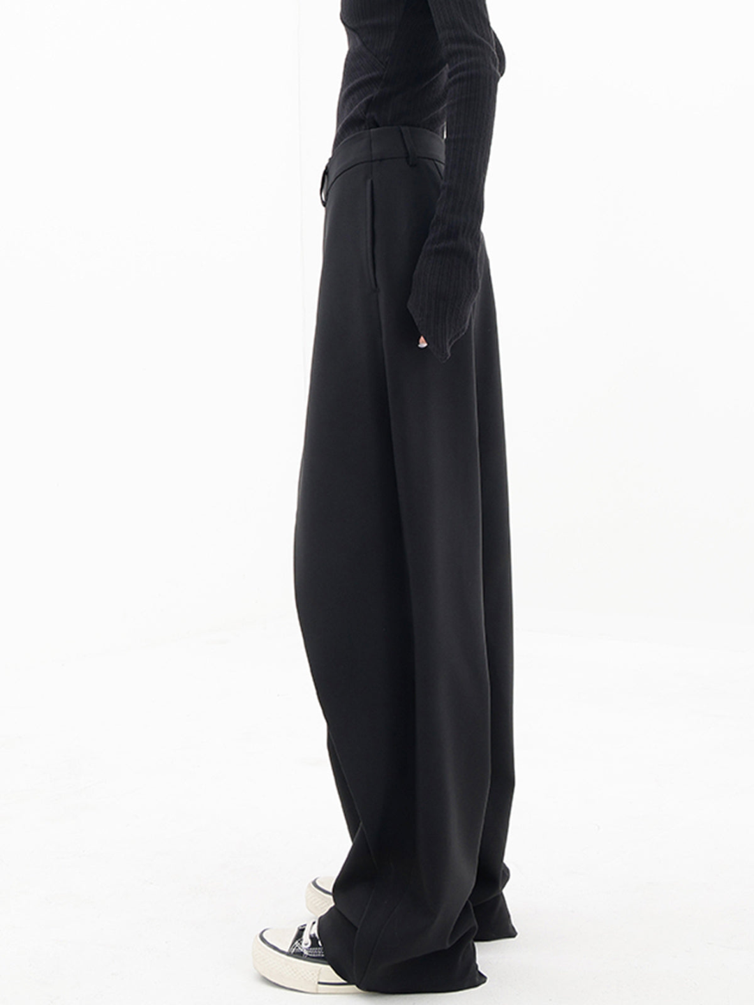 Hochtaillierte Asymmetrische-Knopf-Weite-Hose | Ideal für Frühling und Herbst