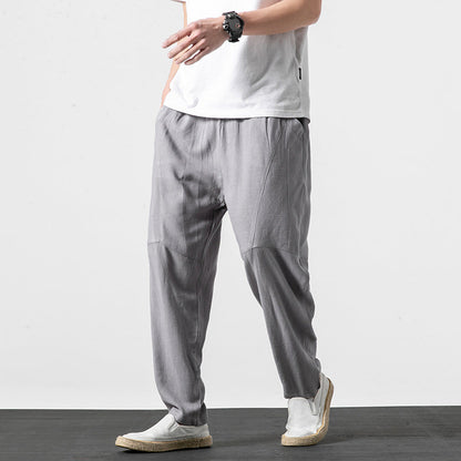Herren Leichte Hochtaillierte Leinen Gerade-Hosen I Ideal für Sommer