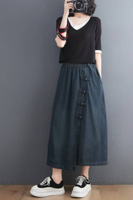 Vintage Jeansrock mit Schnalle | Ideal für Frühling und Sommer