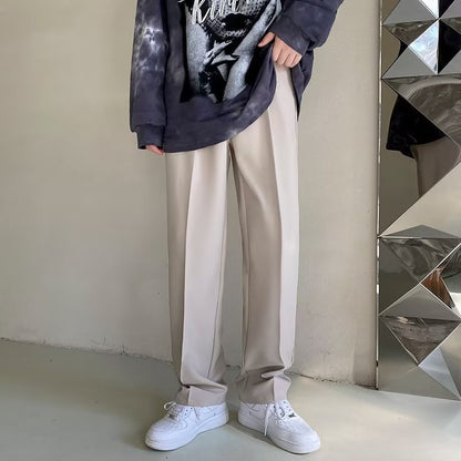 Herrenhose mit weitem Bein und geradem Schnitt, ideal für Frühling und Herbst