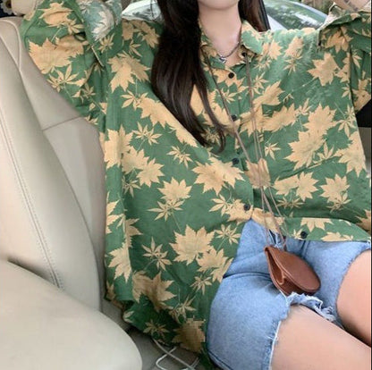 Damen Bedrucktes Langarm-Shirt mit Knopfleiste | Ideal für Alle Jahreszeiten