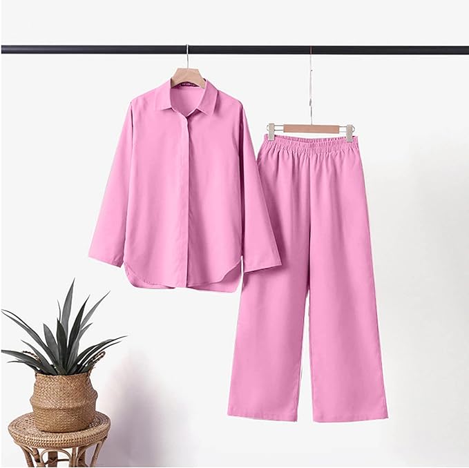 Set aus Langarmshirt und Hose mit weitem Bein