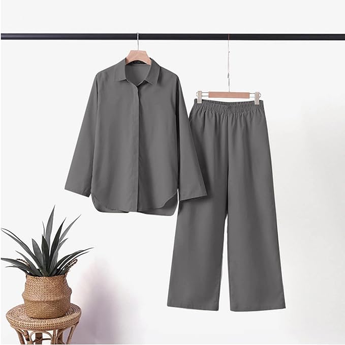 Set aus Langarmshirt und Hose mit weitem Bein