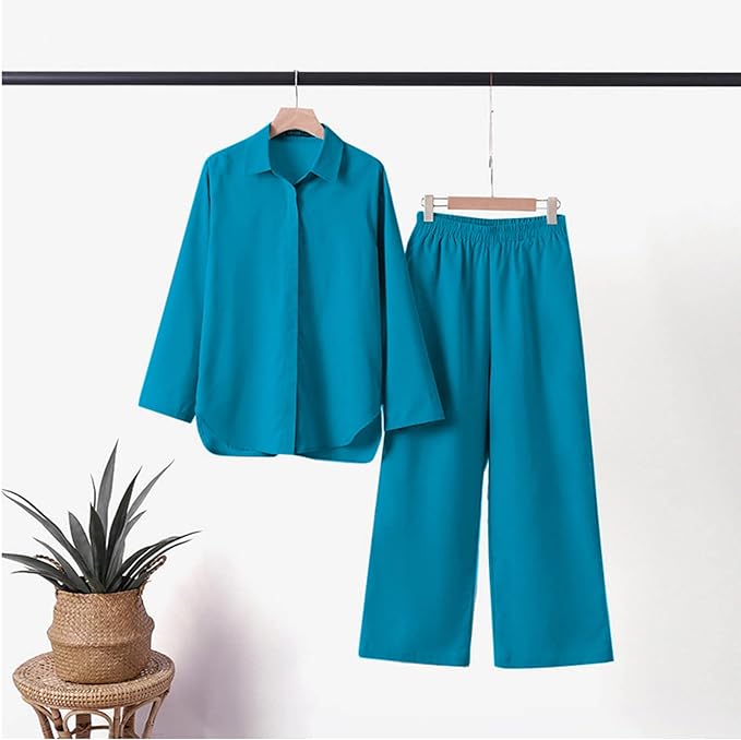 Set aus Langarmshirt und Hose mit weitem Bein