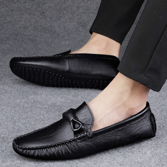 Herren Slip-On Leder Slipper mit Gummisohle | Ideal für alle Jahreszeiten