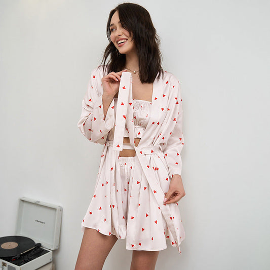 Dreiteiliges Schlafanzug Set mit Langarm und Shorts | Ideal für den Frühling
