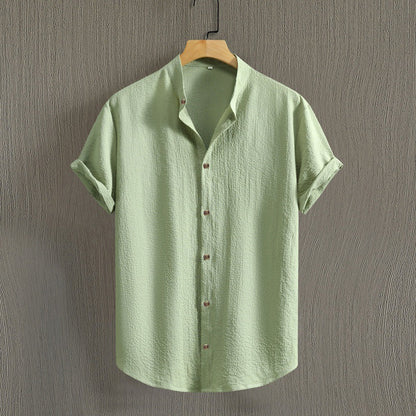 Herren Uni-Farbenes Stehkragen Kurzarm-Shirt Ideal für den Sommer
