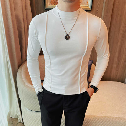 Herren gestreiftes Langarm Slim Fit T-Shirt – Ideal für Frühling und Herbst
