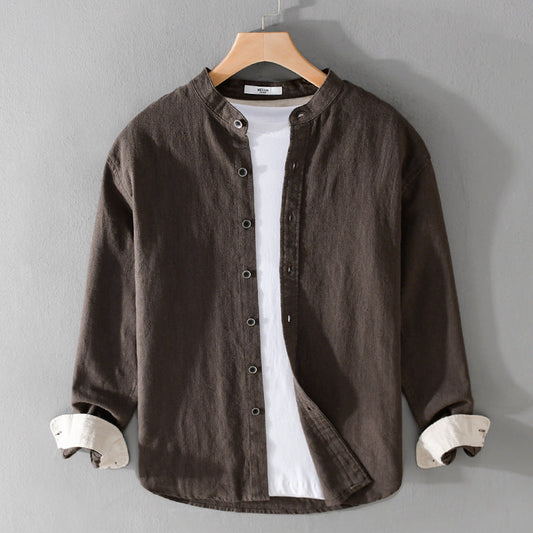 Herren Langarmshirt aus Baumwoll-Leinen Ideal für Frühling und Herbst