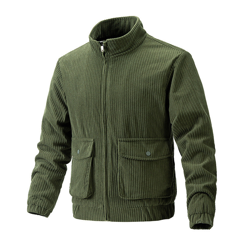Cordjacke in Uni-Farbe mit Polyesterfutter und Geradem Saum | Ideal für den Frühling