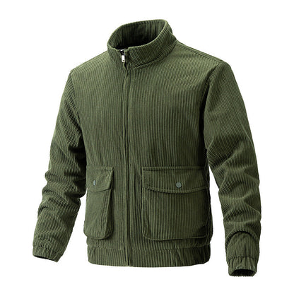 Cordjacke in Uni-Farbe mit Polyesterfutter und Geradem Saum | Ideal für den Frühling