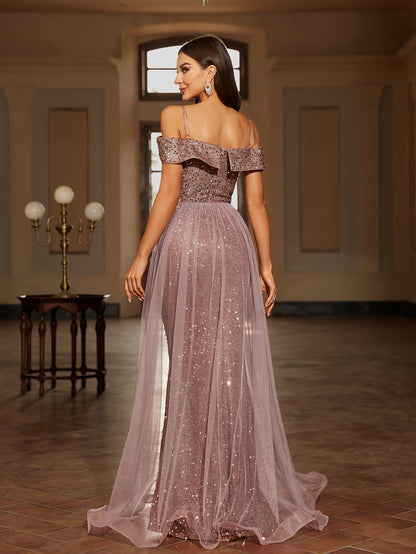 Langes Abendkleid mit Taillierter Passform und Fließendem Rock