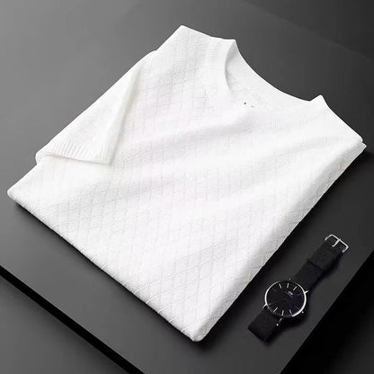 Herren Leichter Kurzarm Pullover mit Ausschnitten – Ideal für den Sommer
