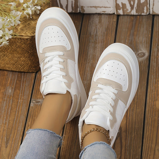 Runde Zehen Farbblock-Schuhe mit PU-Obermaterial & Rutschfester Gummisohle | Ideal für Alle Jahreszeiten
