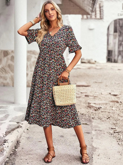 Kurzarm-Sommerkleid mit bequemem Schnitt | Ideal für Frühling und Sommer